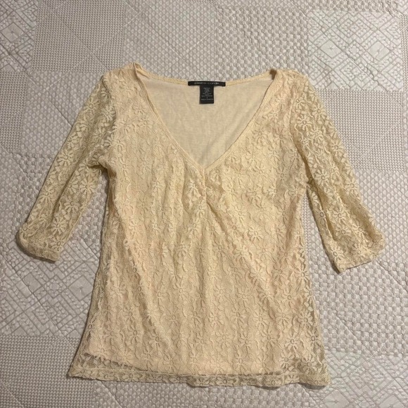 The Unbranded Brand Tops - Y2K Creamy Yellow lace blouse
